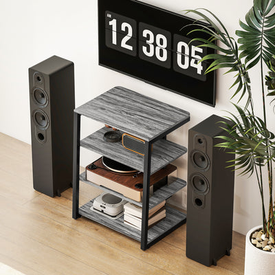 HOMCOM HiFi Stand, with Four Storage Shelves - Dark Grey 