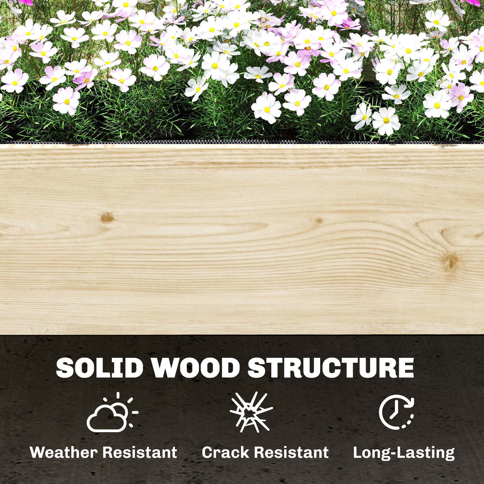 Outsunny Raised Garden Bed 2-Tier Stepped Design Planter Box with Trellis for Climbing Plants 108x62x120 cm 