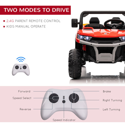 HOMCOM 12V 2 Seater Kids Electric Ride-On Car with Electric Bucket, Remote Control - Red 