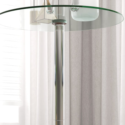 HOMCOM High Top Bar Table, Round Kitchen Table with Tempered Glass Top and Steel Base, Bistro Table for 2 People, Clear 