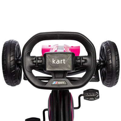 HOMCOM Kids Pedal Go Kart, with Adjustable Seat, EVA Wheels, Seat, Handbrake - Pink 