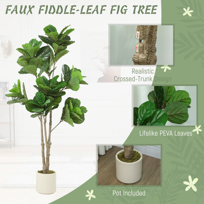 HOMCOM 180cm Artificial Fiddle Leaf Fig Tree - Green 