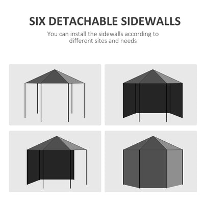 Outsunny 4 m Party Tent Wedding Gazebo Outdoor Waterproof PE Canopy Shade with 6 Removable Side Walls 