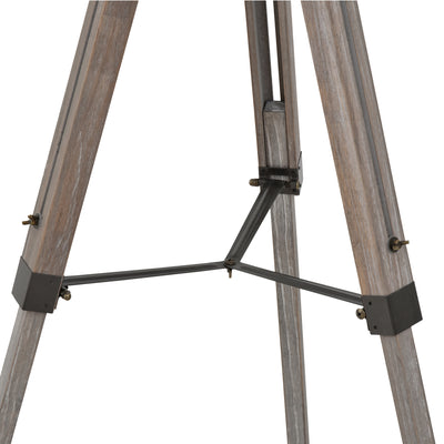HOMCOM Floor Lamp with Adjustable Tripod for Living Room Bedroom, Vintage Spotlight Reading Lamp with Wood Legs, 115-155cm, Grey 