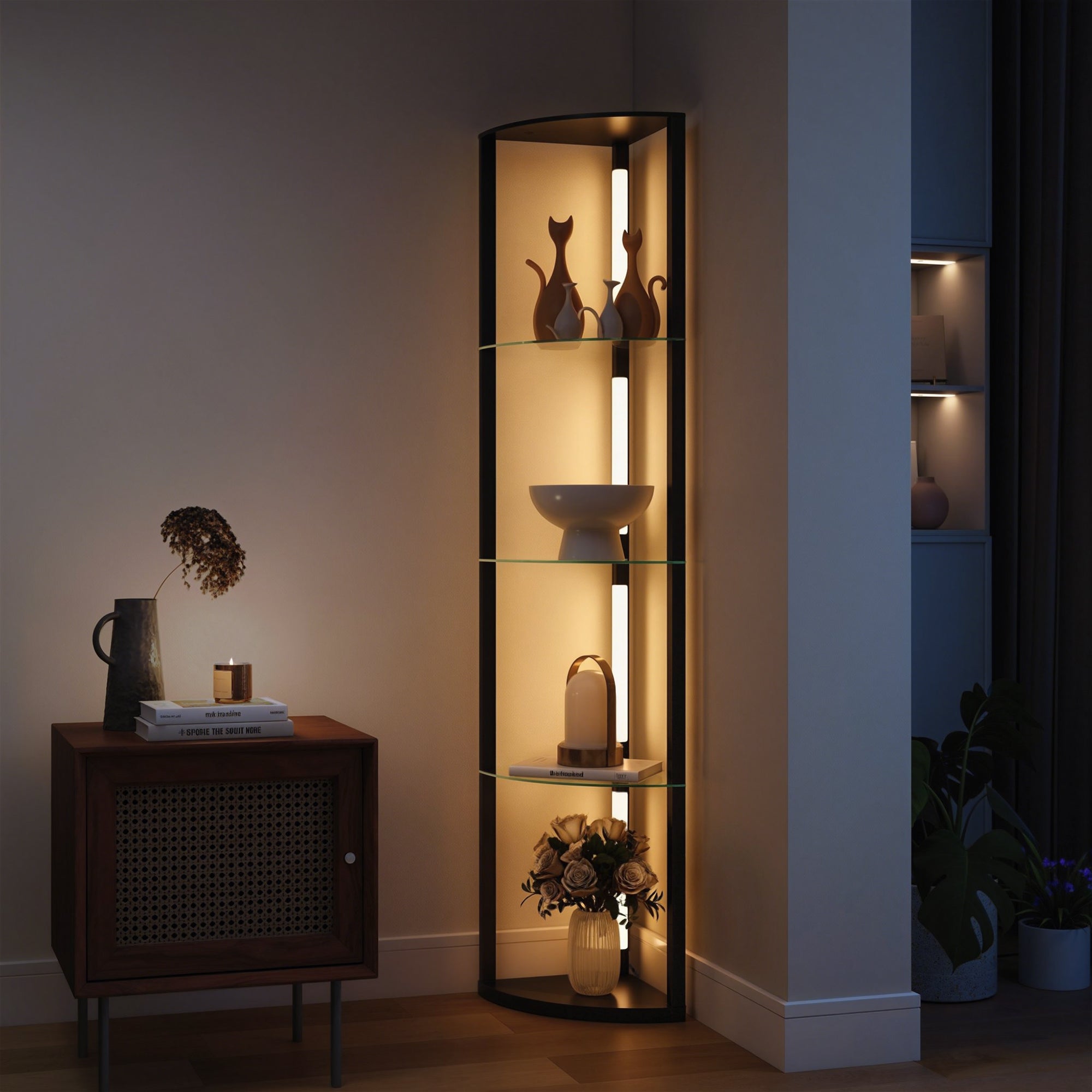 HOMCOM LED Floor Lamp with Shelves, Dimmable Standing Lamp with Foot Switch for Living Room, Bedroom, Black 