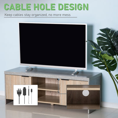 HOMCOM TV Stand for TV up to 55", 2 Doors TV Cabinet with Open Shelves, TV Unit TV Table for Living Room Bedroom Entertainment Room, 120L x 40W x 44H, Grey 
