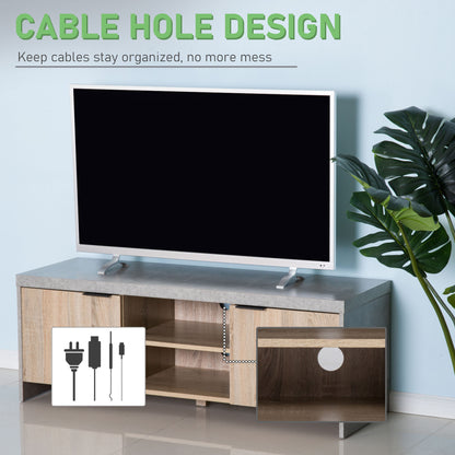 HOMCOM TV Stand for TV up to 55", 2 Doors TV Cabinet with Open Shelves, TV Unit TV Table for Living Room Bedroom Entertainment Room, 120L x 40W x 44H, Grey 