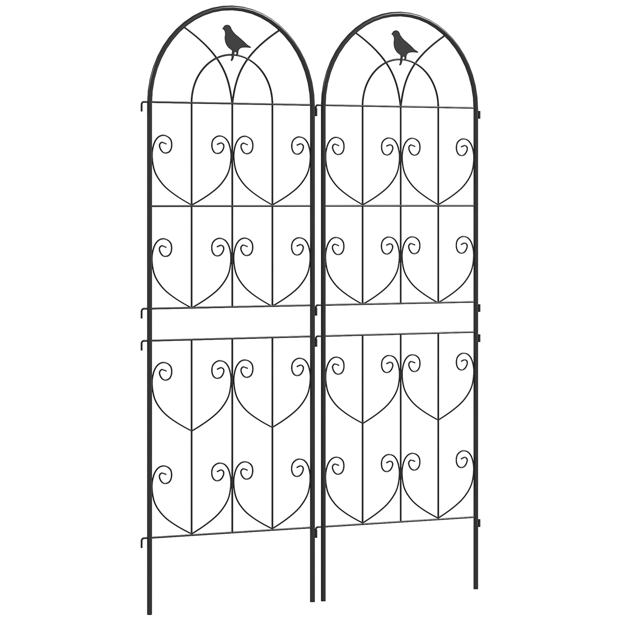 Outsunny Set of 2 Garden Trellis, Metal Fence Panels for Climbing Outdoor Plants, Flowers, 150 x 50cm 