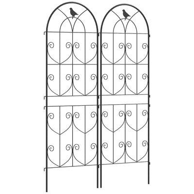 Outsunny Set of 2 Garden Trellis, Metal Fence Panels for Climbing Outdoor Plants, Flowers, 150 x 50cm 