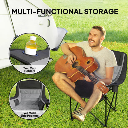 Outsunny Portable Padded Camping Chair, with Bag - Black/Grey 