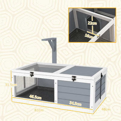 PawHut Wooden Tortoise Enclosure, Tortoise House w/ Lamp Holder, for Outdoor & Indoor - Light Grey 