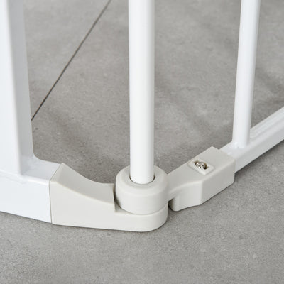 PawHut Pet Safety Gate, 3 Panels Playpen Fireplace, Metal Fence, Stair Barrier, Room Divider w/ Walk-Through Door - White 