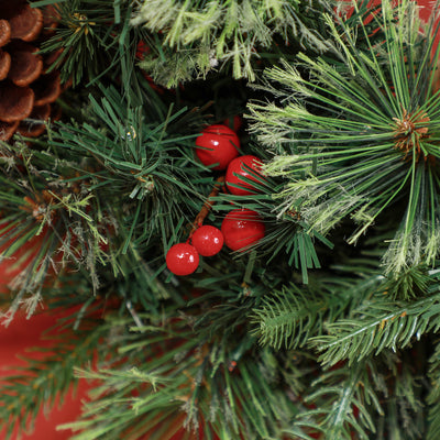 HOMCOM 60" Cone and Berry Christmas Wreath, with LED Lights 