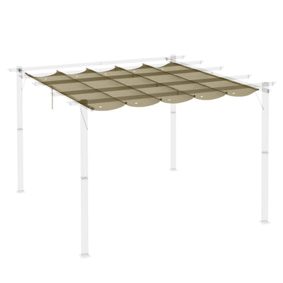 Outsunny Retractable Pergola Shade Cover, Replacement Canopy Fabric for 3 x 3 (m) Pergola, Gazebo Retractable Roof, Tan 