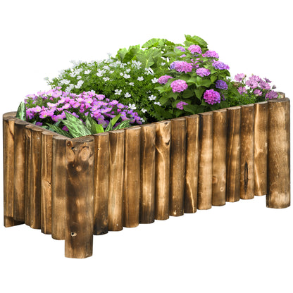 Outsunny 52L Raised Flower Bed Wooden Rectangular Planter Container Box Herb Pot Flower Pot 78L x 35W x 30H (cm) 
