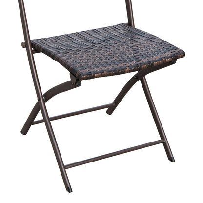 Outsunny 2 Seater Wicker Rattan Bistro Set-Brown 