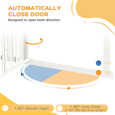 PawHut Extra Tall Pet Gate, Indoor Dog Safety Gate, with Cat Flap, Auto Close, 74-101cm Wide - White 