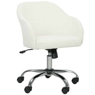 HOMCOM 46-56 cm Velvet-feel Office Chair - Cream 