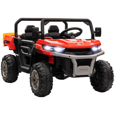 HOMCOM 12V 2 Seater Kids Electric Ride-On Car with Electric Bucket, Remote Control - Red 