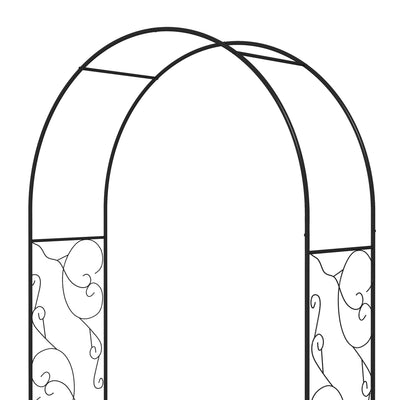 Outsunny Outdoor Garden Arch with Double Gates, Metal Garden Arbor for Climbing Plants, Roses, Vines, Wedding Arch for Outdoor, 125L x 38W x 227H cm, Black 