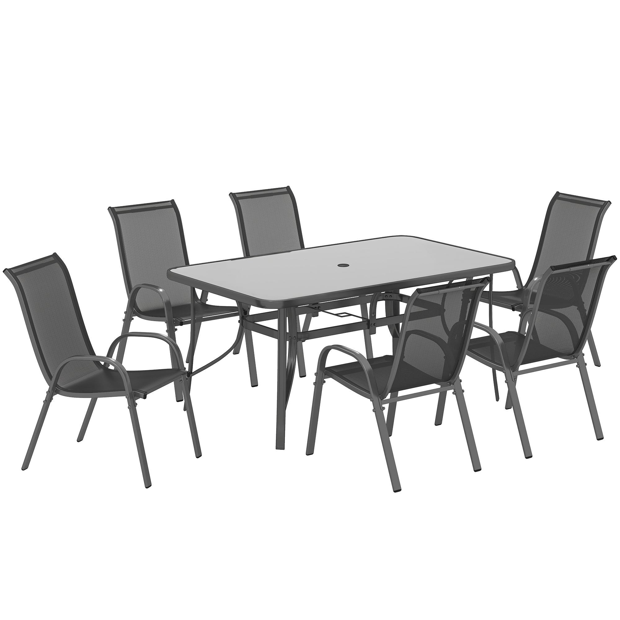 Outsunny Seven-Piece Outdoor Dining Set - Charcoal Grey 