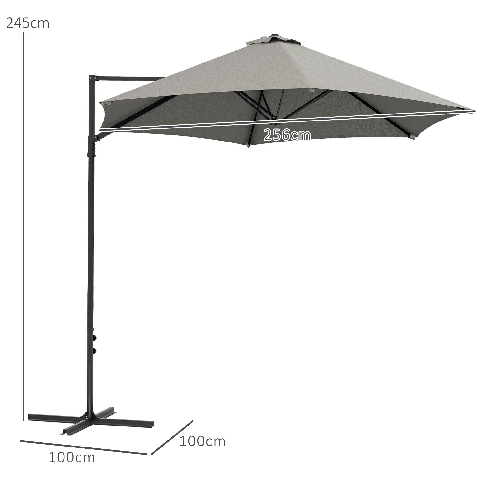 Outsunny 2.5m Rotating Cantilever Parasol - Light Grey 