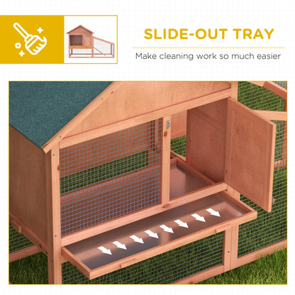 PawHut 2 Tier Rabbit Hutch Outdoor, Guinea Pig Hutch, Solid Wood Bunny House, Water Resistant Asphalt Roof Ramp Sliding tray 144 x 64.5 x 100 cm 