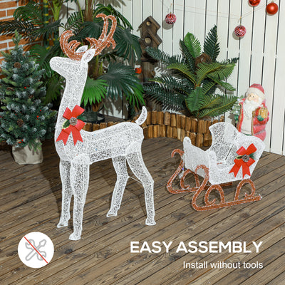 Outsunny 170 LED Light Reindeer and Sleigh Christmas Decoration 
