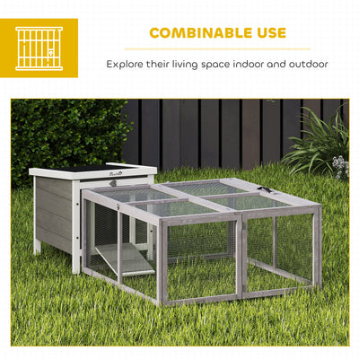 PawHut Rabbit Hutch Outdoor, Foldable Guinea Pig House with Openable Top, for 3 Bunnies, Ducks, Chickens, 110 x 105 x 50 cm 