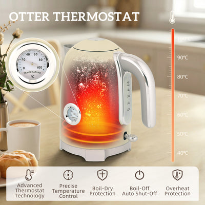 HOMCOM Retro 3000W Kettle and Toaster Set - Cream 