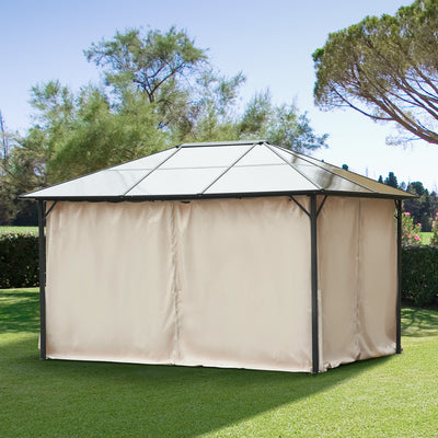 Outsunny 4 Pack Replacement Gazebo Curtains Privacy Panel for Most 3 x 4m Gazebo Canopy Pavillion Outdoor Shelter Sidewalls Accessories Beige 