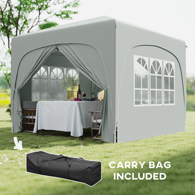 Outsunny 3 x 3m Pop-Up Gazebo Shelter, with Accessories - Light Grey 