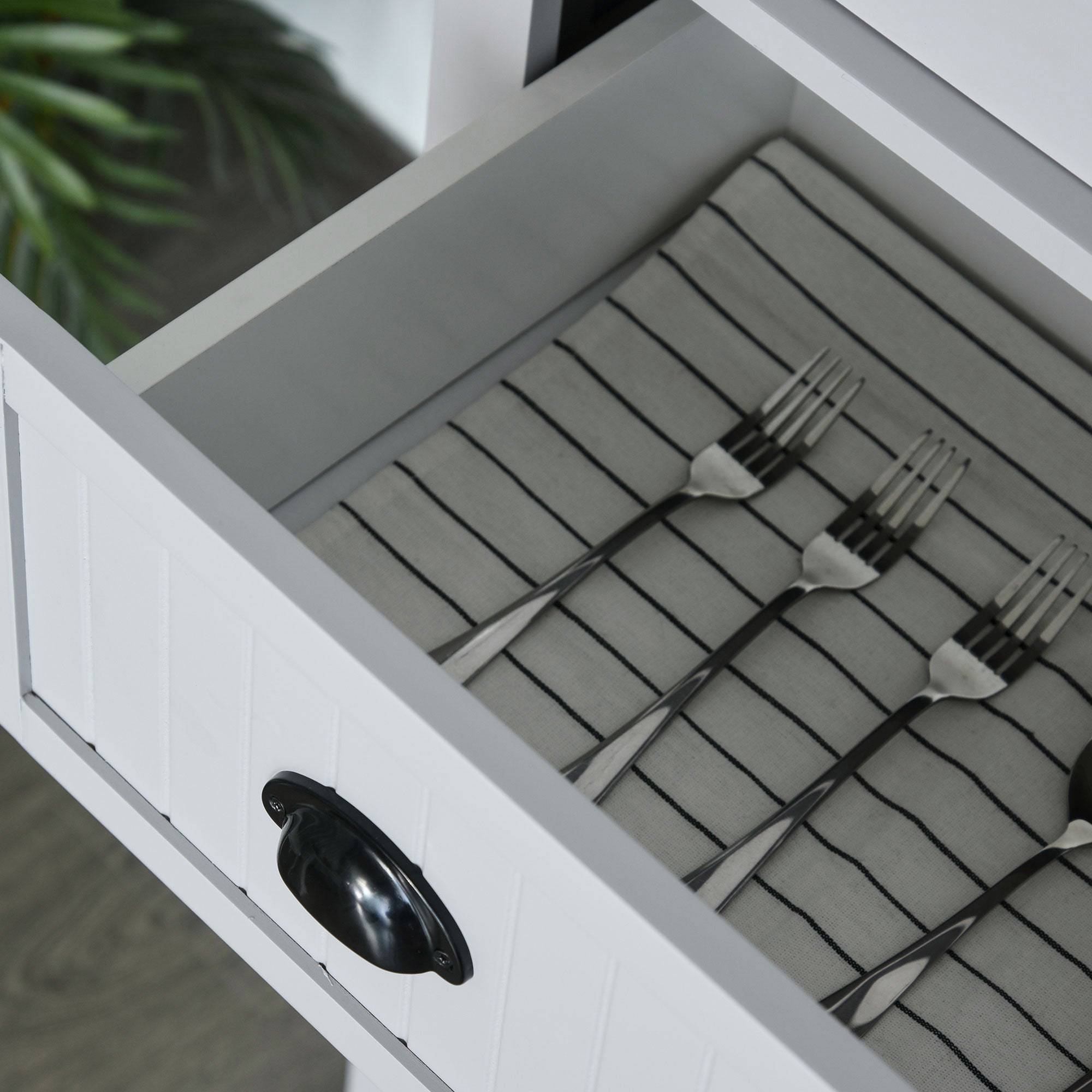 HOMCOM Multi-Storage Mid-Century Kitchen Cabinet - Grey 