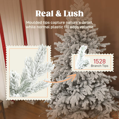 HOMCOM 6ft Snow Flocked Artificial Christmas Tree 
