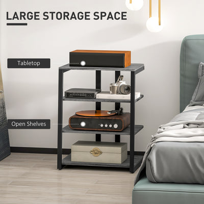 HOMCOM HiFi Stand, with Four Storage Shelves - Dark Grey 