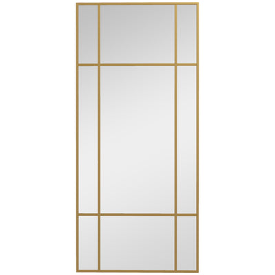 HOMCOM Decorative Grid Wall Mirror, with Back Hooks - Gold Tone 