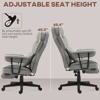 HOMCOM Executive Office Chair, Ergonomic Desk Chair with Foot Rest, Lumbar Support, Reclining Function and Wide Seat, Grey