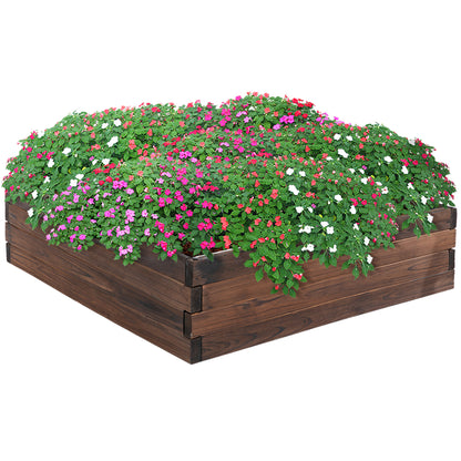 Outsunny 128L Wooden Raised Beds for Garden Planter Grow Containers For Outdoor Patio Plant Flower Vegetable 80L x 80W x 22.5H cm 