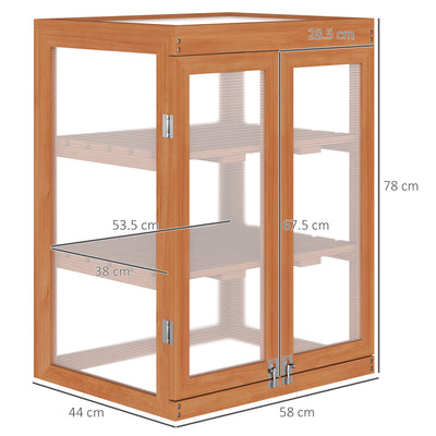 Outsunny 3-tier Wood Greenhouse Garden Polycarbonate Cold Frame Balcony Grow House w/ Storage Shelf for Plants, Flowers, Orange 