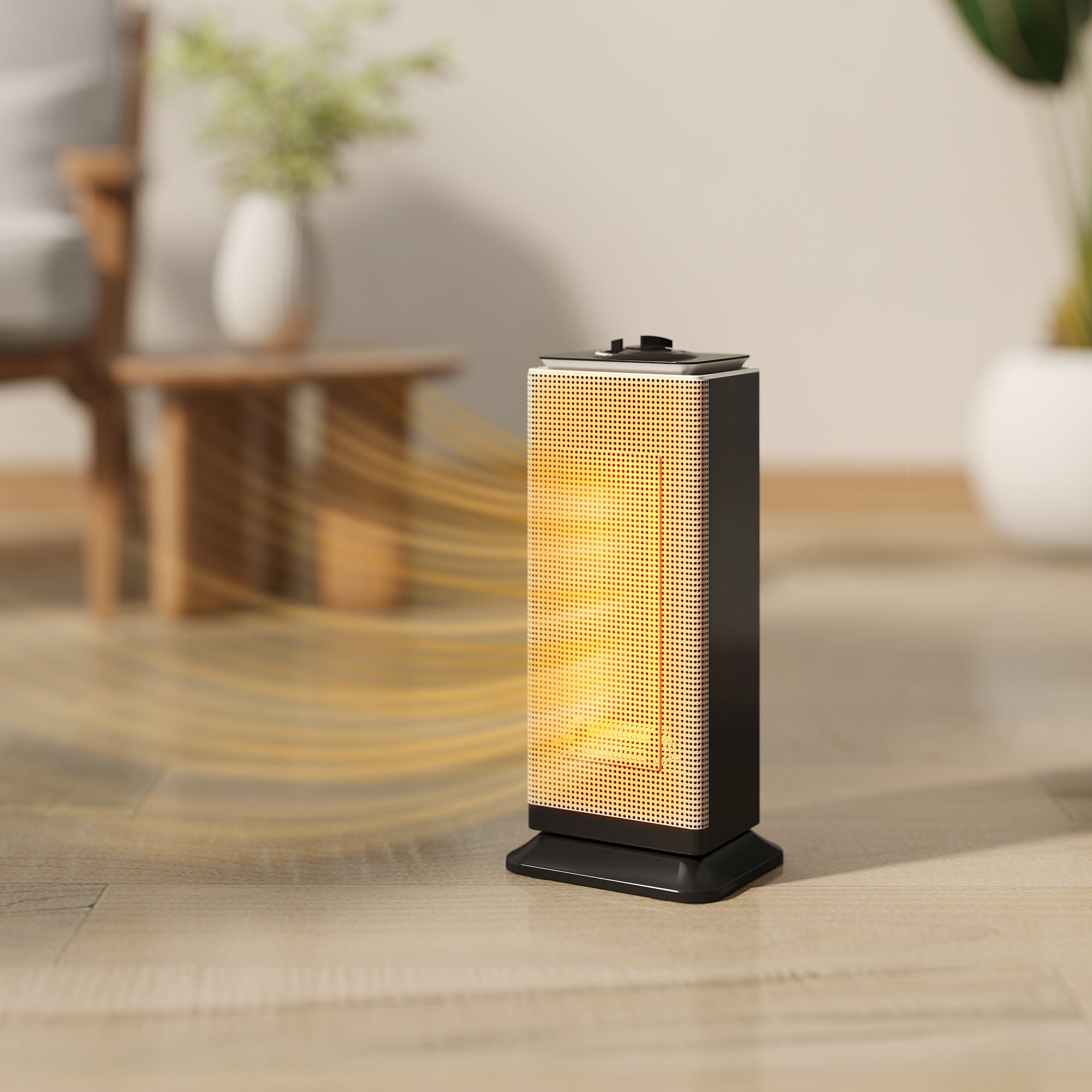 HOMCOM 2000W Ceramic Electric Heater with Fan, Oscillation - Black 