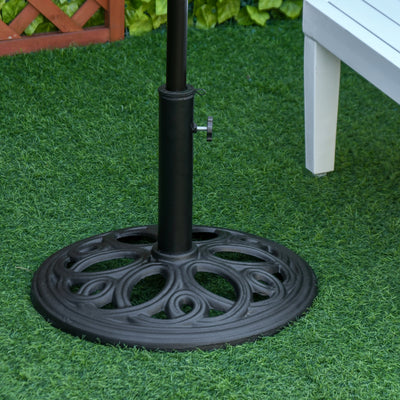 Outsunny 11.5 kg Cast Metal Round Patio Umbrella Base Stand, Umbrella Holder for Outdoor, Patio, Garden, Black 