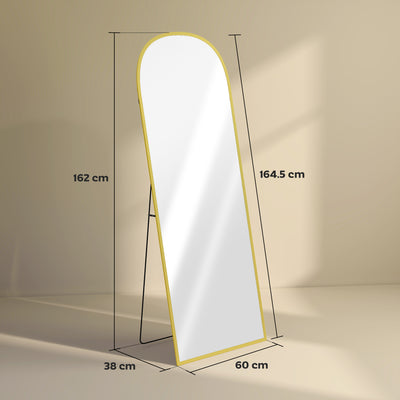 HOMCOM 165cm Aluminium Frame Standing Mirror - Gold 