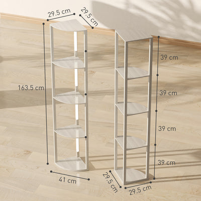 HOMCOM Corner Floor Lamp for Living Room Bedroom with Dimmable Warm White LED Light, Modern Tall Standing Lamp, Oak 