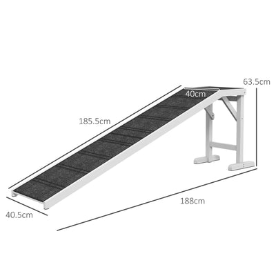 PawHut Pet Ramp for Dogs with Non-Slip Carpet and Top Platform - White & Grey 
