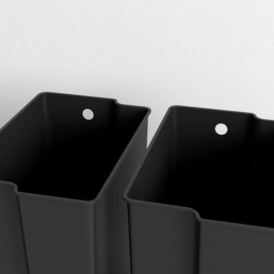 HOMCOM 50L Dual Compartment Stainless Steel Bin, with Deodoriser Holders - Black 