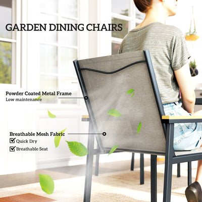 Outsunny Five-Piece Metal Dining Set, with Glass-Top Table - Khaki 