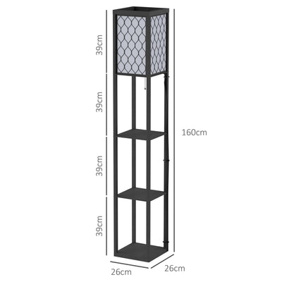 HOMCOM Three-Shelf Standing Lamps Set of 2 - Black 