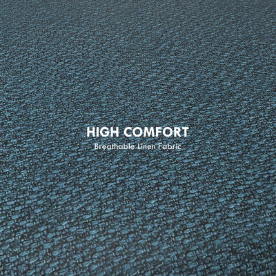 HOMCOM Round Linen-Look Storage Ottoman - Blue 