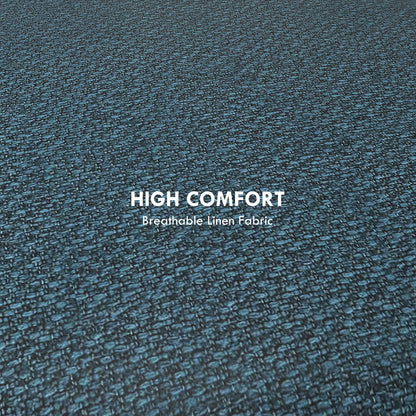 HOMCOM Round Linen-Look Storage Ottoman - Blue