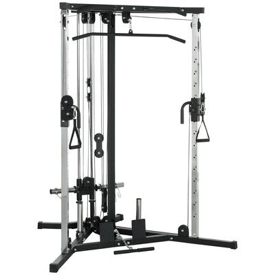 SPORTNOW Home Gym Machine, Multifunctional Gym Equipment with High and Low Pulleys, Pull Up Bar, 15-Position Adjustable Strength Training Workout Station for Full Body Fitness 